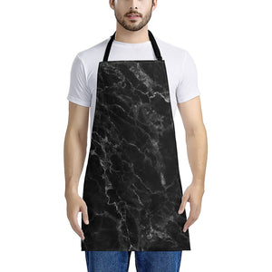 Black White Smoke Marble Print Apron