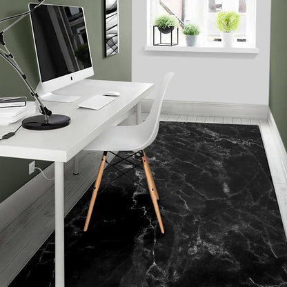 Black White Smoke Marble Print Area Rug GearFrost
