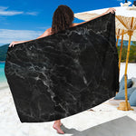 Black White Smoke Marble Print Beach Sarong Wrap