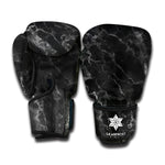 Black White Smoke Marble Print Boxing Gloves