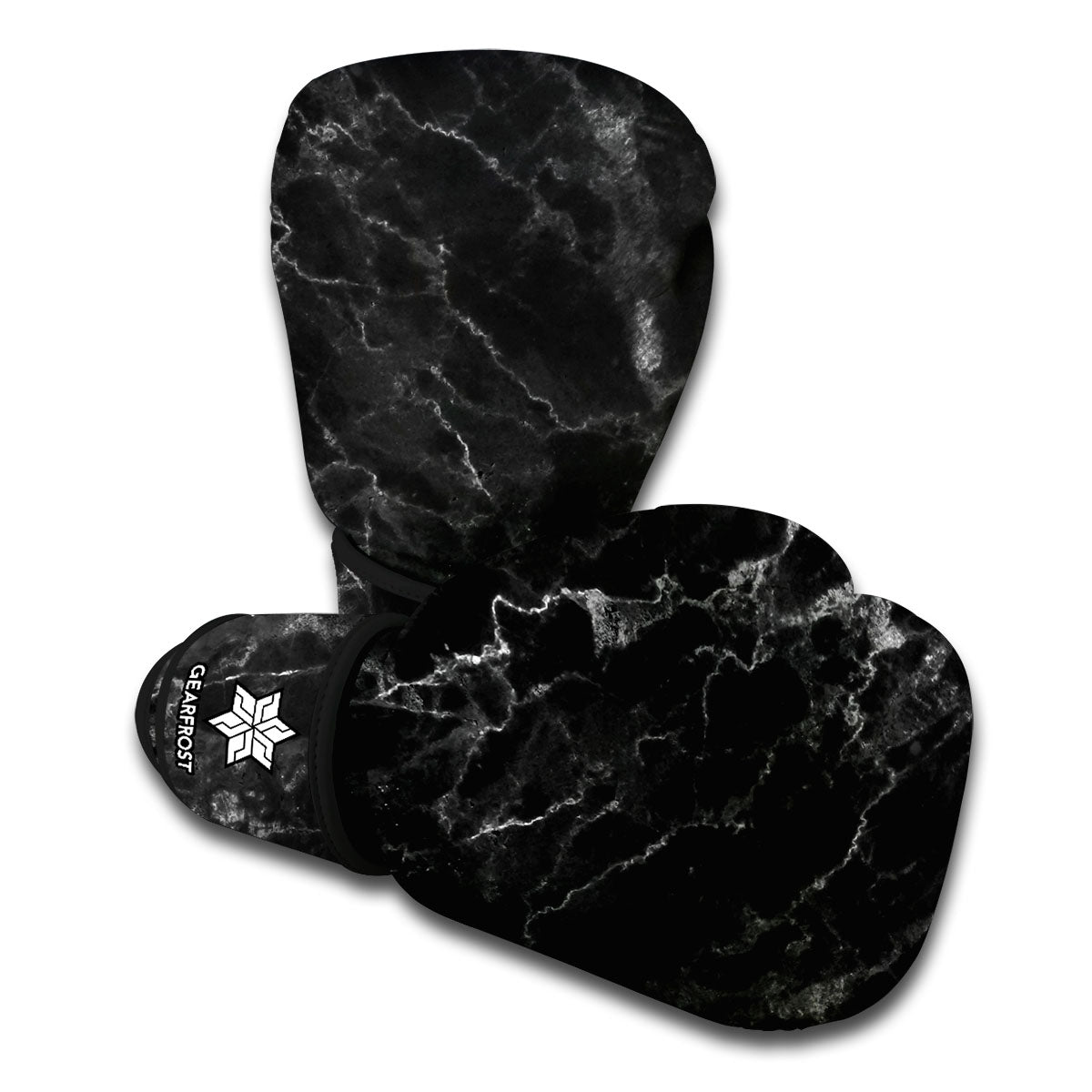 Black White Smoke Marble Print Boxing Gloves