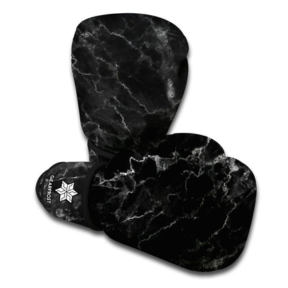 Black White Smoke Marble Print Boxing Gloves
