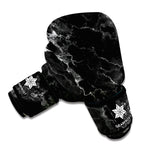 Black White Smoke Marble Print Boxing Gloves