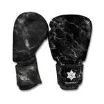 Black White Smoke Marble Print Boxing Gloves