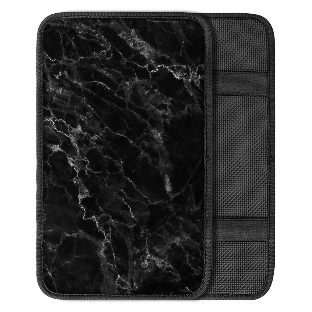 Black White Smoke Marble Print Car Center Console Cover