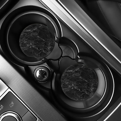 Black White Smoke Marble Print Car Coasters