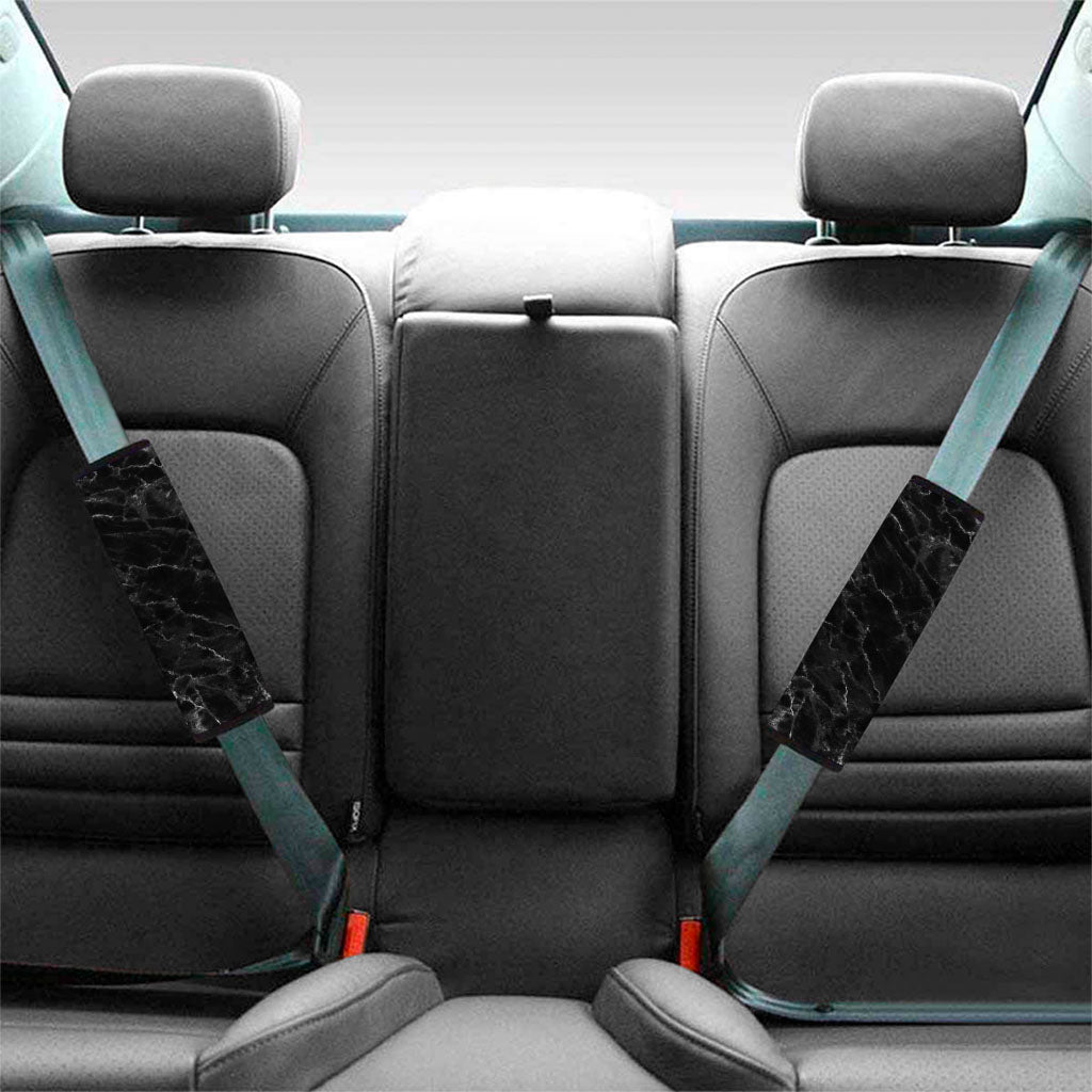 Black White Smoke Marble Print Car Seat Belt Covers