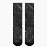 Black White Smoke Marble Print Crew Socks