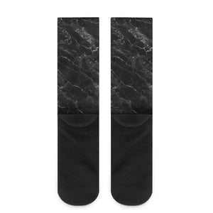 Black White Smoke Marble Print Crew Socks