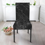 Black White Smoke Marble Print Dining Chair Slipcover