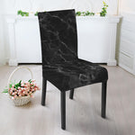 Black White Smoke Marble Print Dining Chair Slipcover