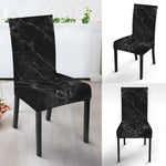 Black White Smoke Marble Print Dining Chair Slipcover
