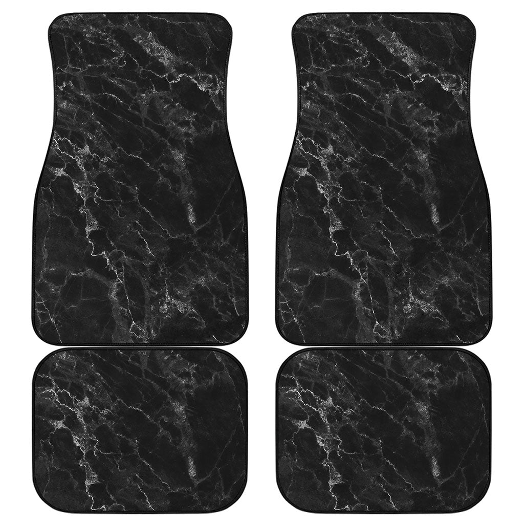 Black White Smoke Marble Print Front and Back Car Floor Mats