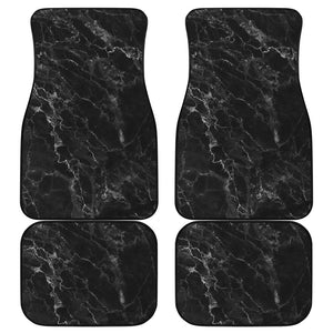 Black White Smoke Marble Print Front and Back Car Floor Mats