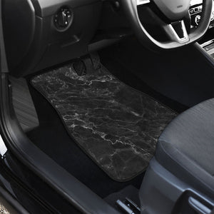 Black White Smoke Marble Print Front and Back Car Floor Mats