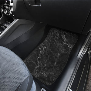 Black White Smoke Marble Print Front and Back Car Floor Mats