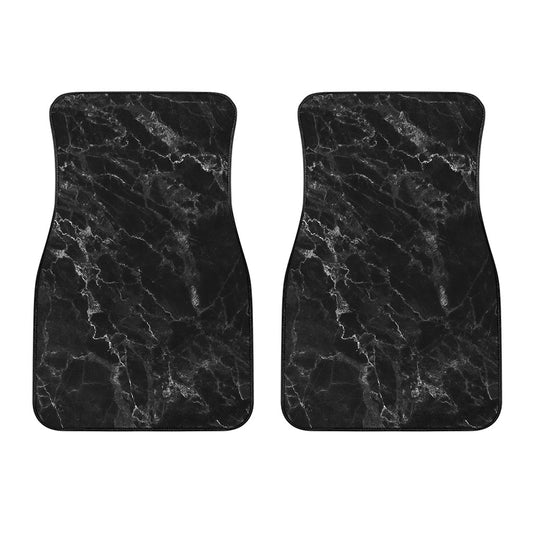Black White Smoke Marble Print Front Car Floor Mats