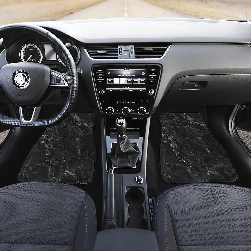 Black White Smoke Marble Print Front Car Floor Mats