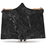 Black White Smoke Marble Print Hooded Blanket