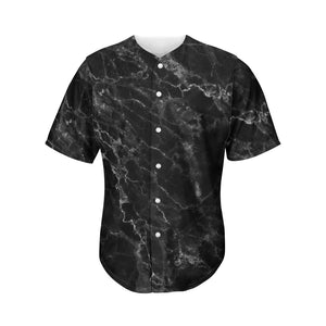 Black White Smoke Marble Print Men's Baseball Jersey