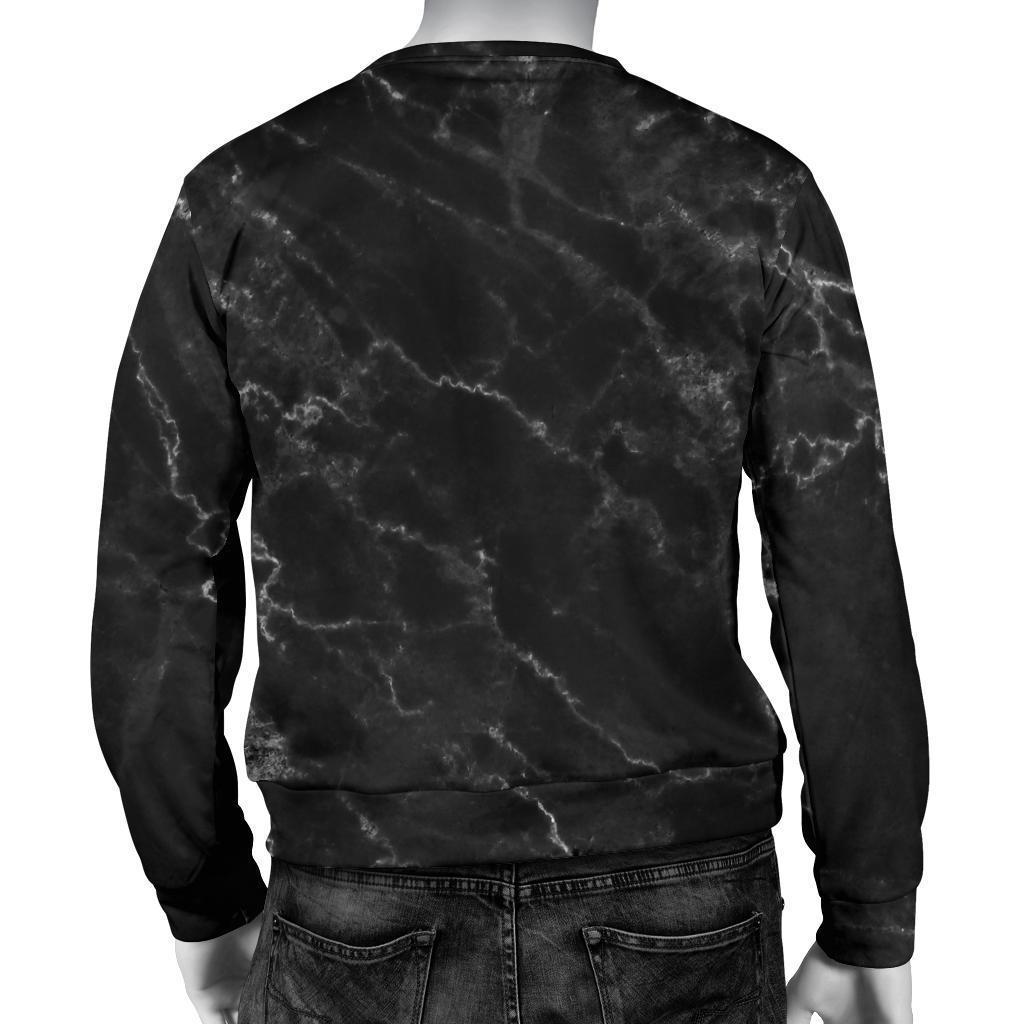 Black White Smoke Marble Print Men's Crewneck Sweatshirt GearFrost
