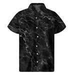 Black White Smoke Marble Print Men's Short Sleeve Shirt