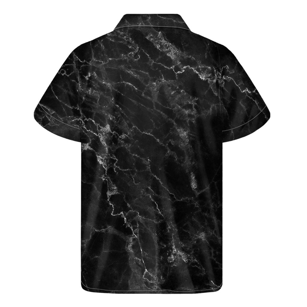 Black White Smoke Marble Print Men's Short Sleeve Shirt