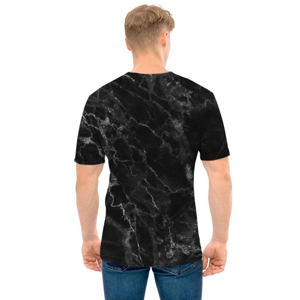 Black White Smoke Marble Print Men's T-Shirt