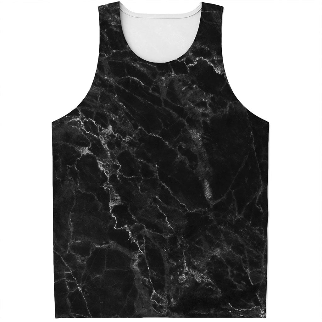 Black White Smoke Marble Print Men's Tank Top