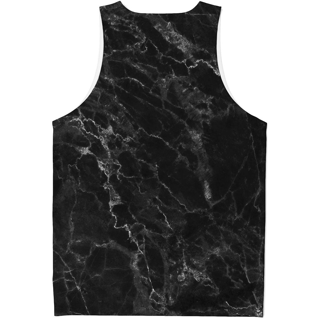 Black White Smoke Marble Print Men's Tank Top