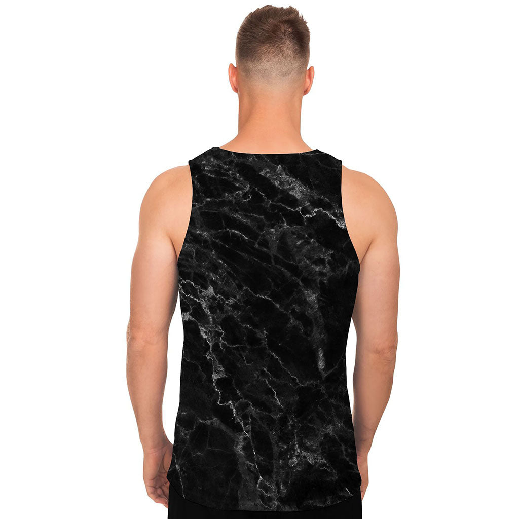 Black White Smoke Marble Print Men's Tank Top