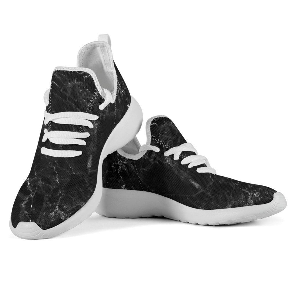 Black White Smoke Marble Print Mesh Knit Shoes GearFrost