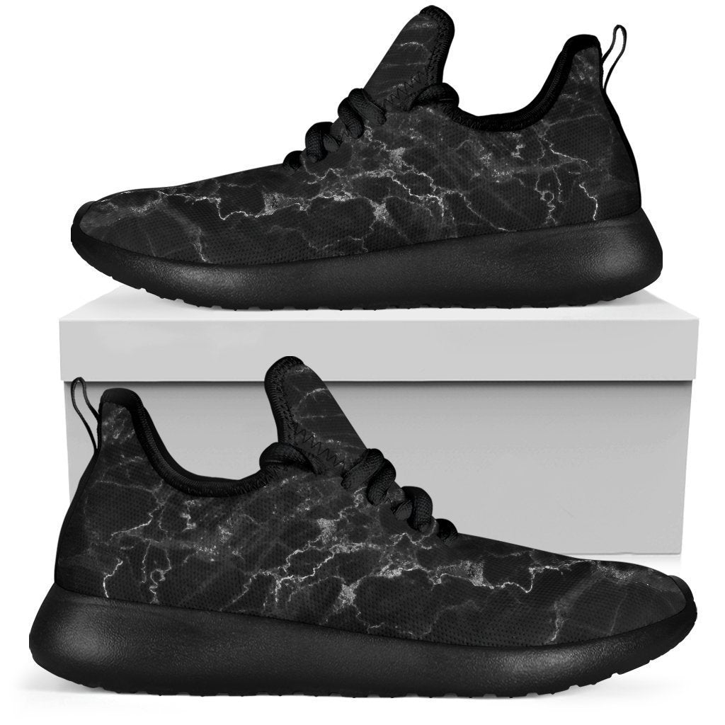 Black White Smoke Marble Print Mesh Knit Shoes GearFrost