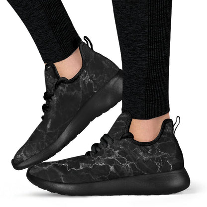 Black White Smoke Marble Print Mesh Knit Shoes GearFrost