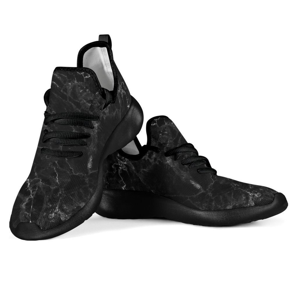Black White Smoke Marble Print Mesh Knit Shoes GearFrost