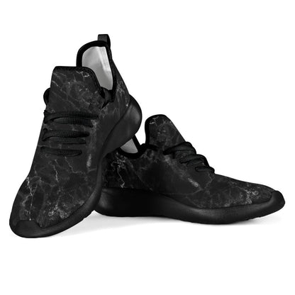 Black White Smoke Marble Print Mesh Knit Shoes GearFrost