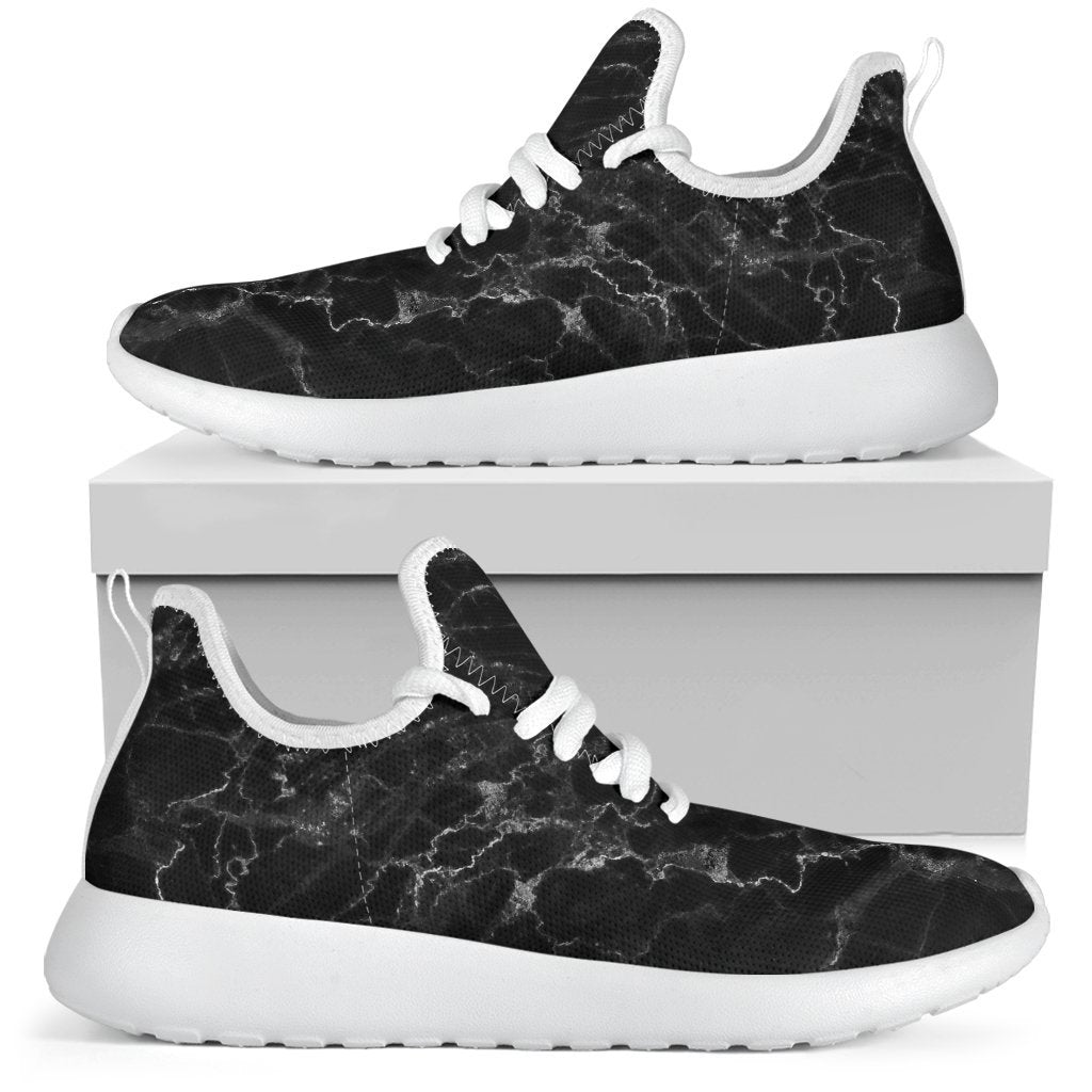 Black White Smoke Marble Print Mesh Knit Shoes GearFrost