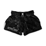 Black White Smoke Marble Print Muay Thai Boxing Shorts