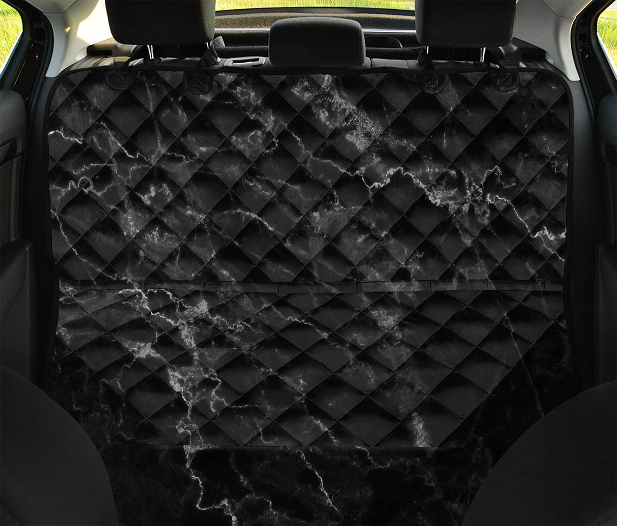 Black White Smoke Marble Print Pet Car Back Seat Cover
