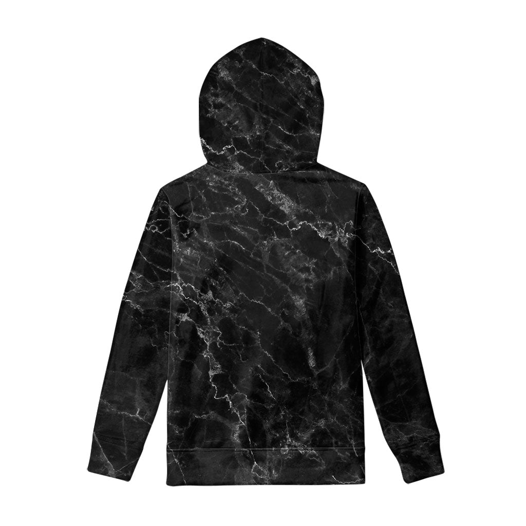 Black White Smoke Marble Print Pullover Hoodie