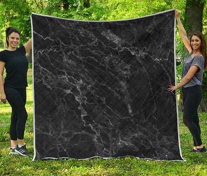 Black White Smoke Marble Print Quilt
