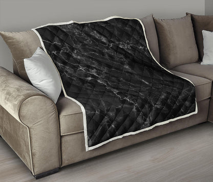 Black White Smoke Marble Print Quilt