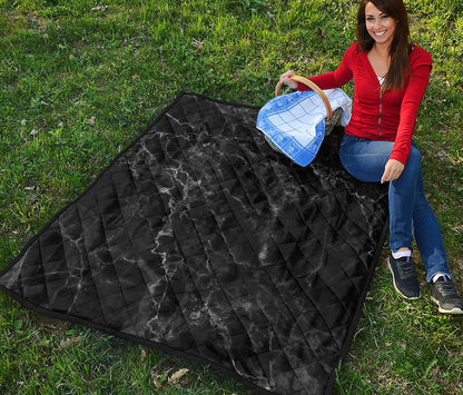 Black White Smoke Marble Print Quilt