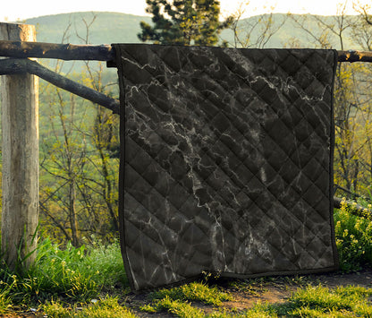 Black White Smoke Marble Print Quilt