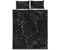 Black White Smoke Marble Print Quilt Bed Set