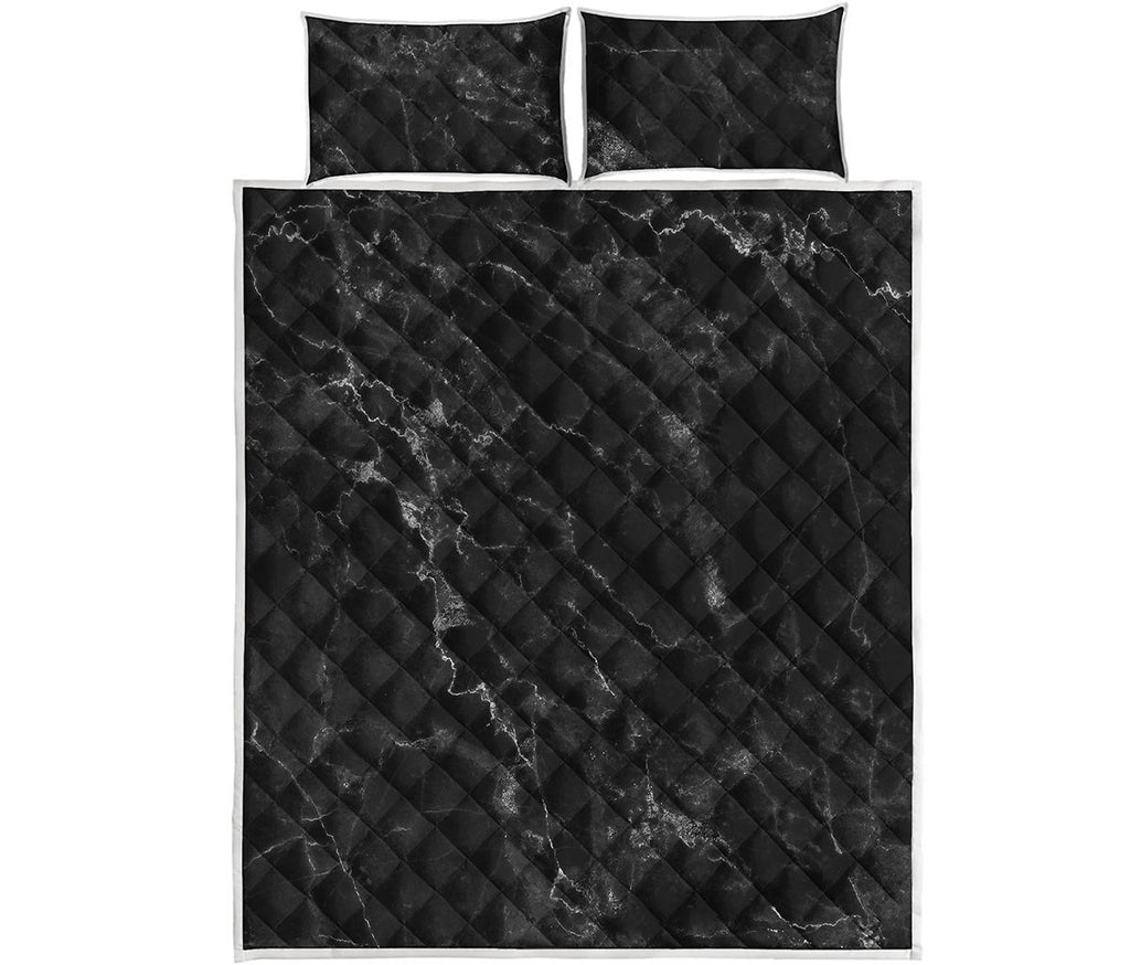 Black White Smoke Marble Print Quilt Bed Set