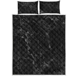 Black White Smoke Marble Print Quilt Bed Set