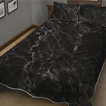 Black White Smoke Marble Print Quilt Bed Set