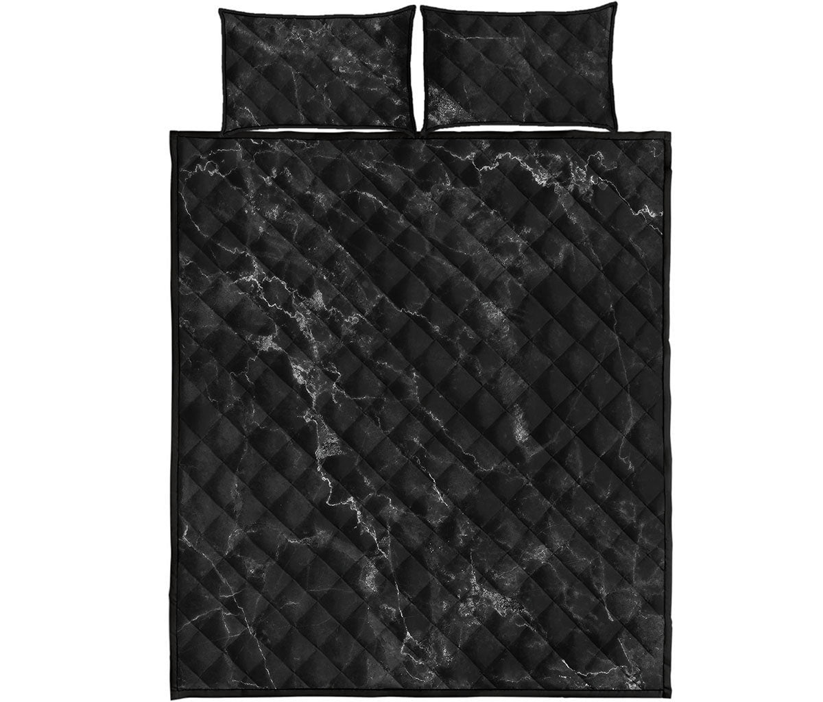 Black White Smoke Marble Print Quilt Bed Set