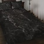 Black White Smoke Marble Print Quilt Bed Set